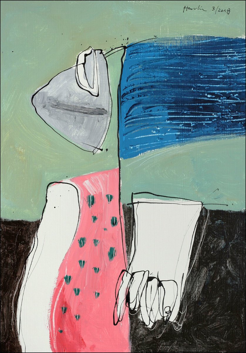 Portrait Acrylic Painting By Jiri Havlik, 14 X 20, Alice, Original Artwork