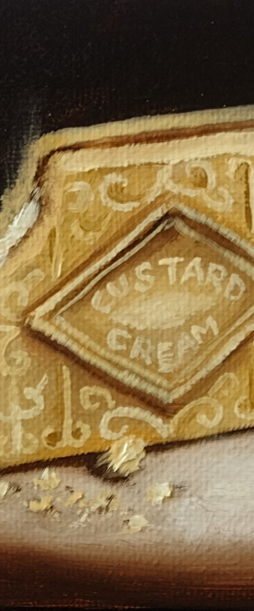 Little Custard Cream biscuit cookie still life by Jane Palmer Art