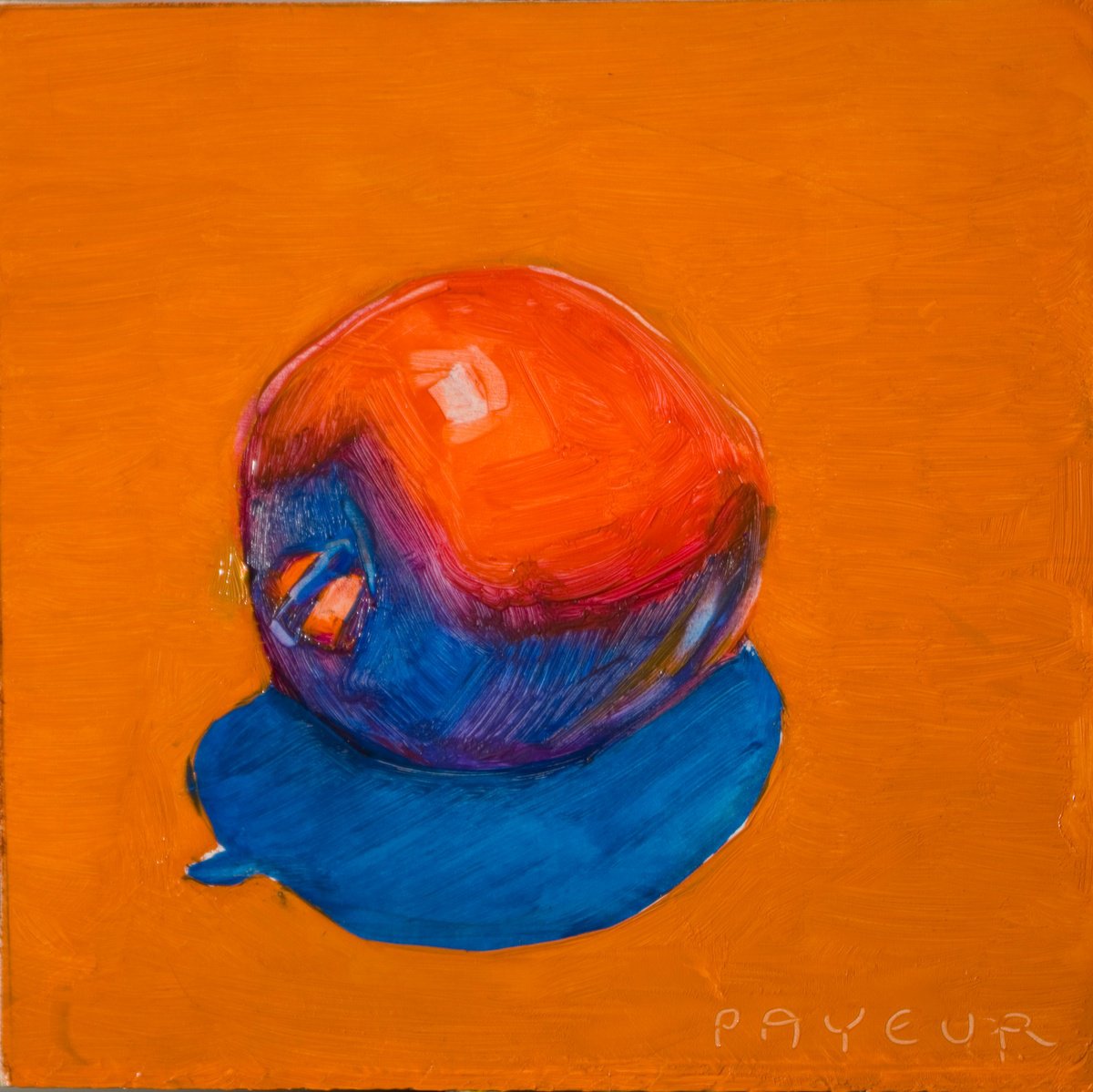 pop red blue apple on orange by Olivier Payeur