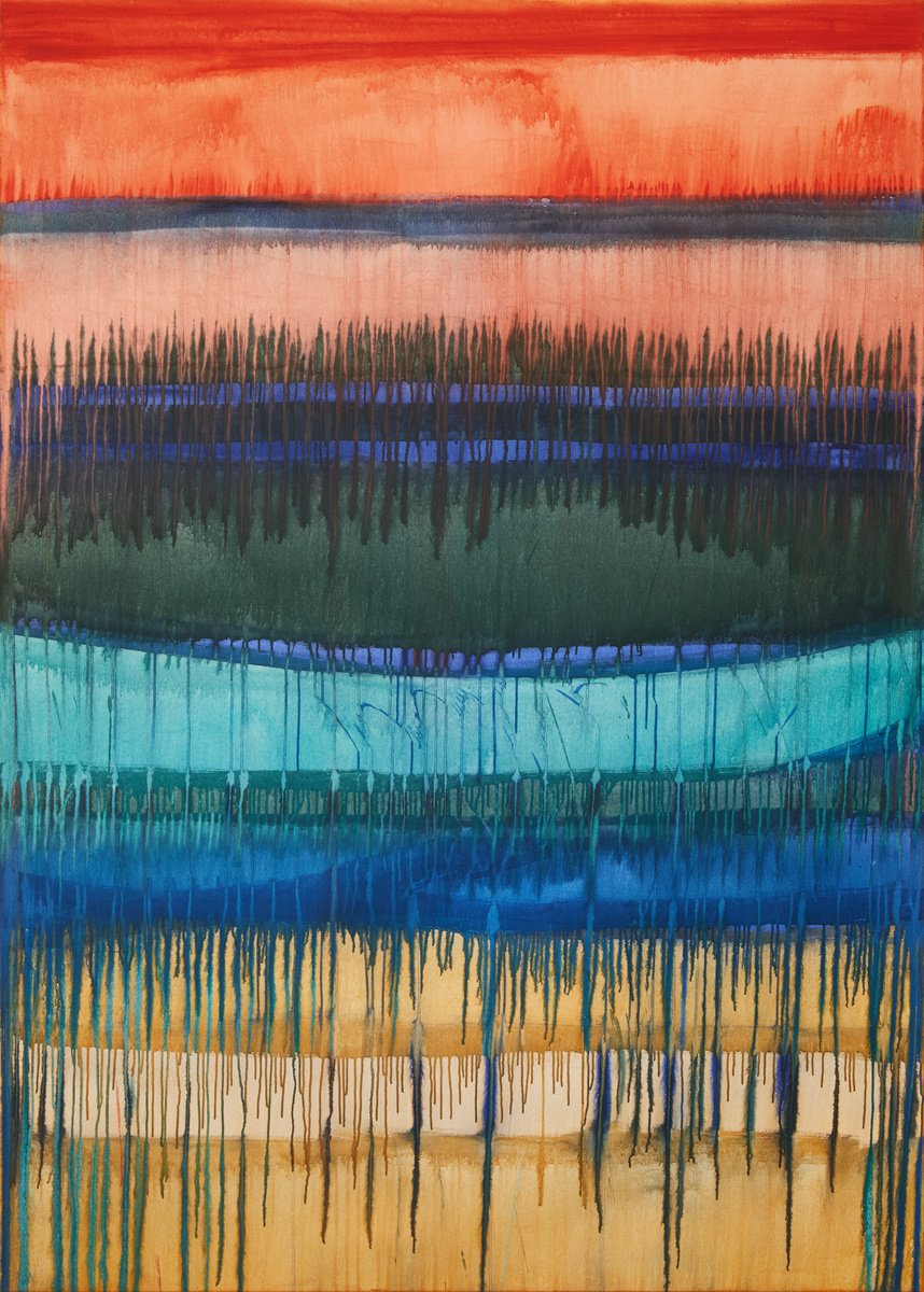 Hold Onto The Feeling / Red Grey Turquoise By Simon Findlay, 59 X 83, Artwork For Sale On Artfinder