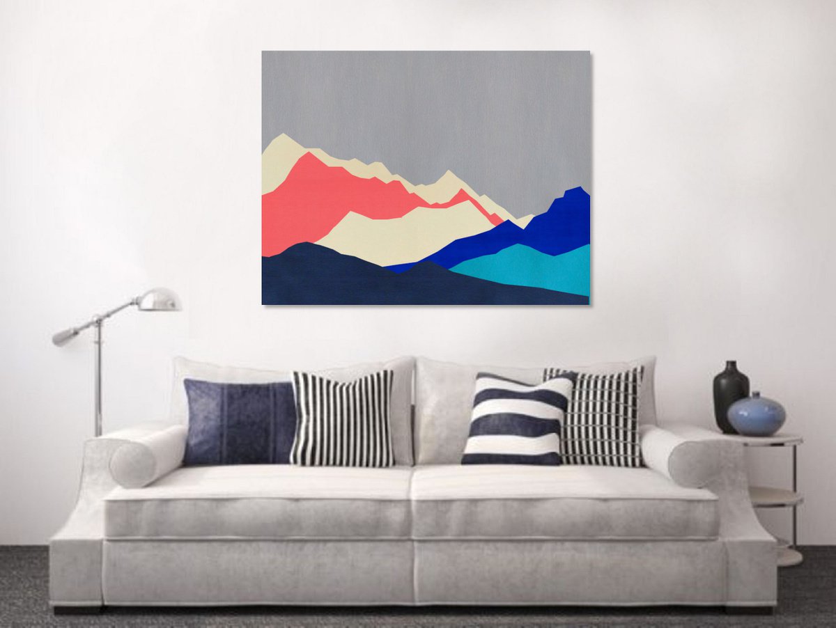 Abstract Mountains #32 - Extra Large Abstract Landscape - Shipping Rolled in a Tube by Arisha Monn