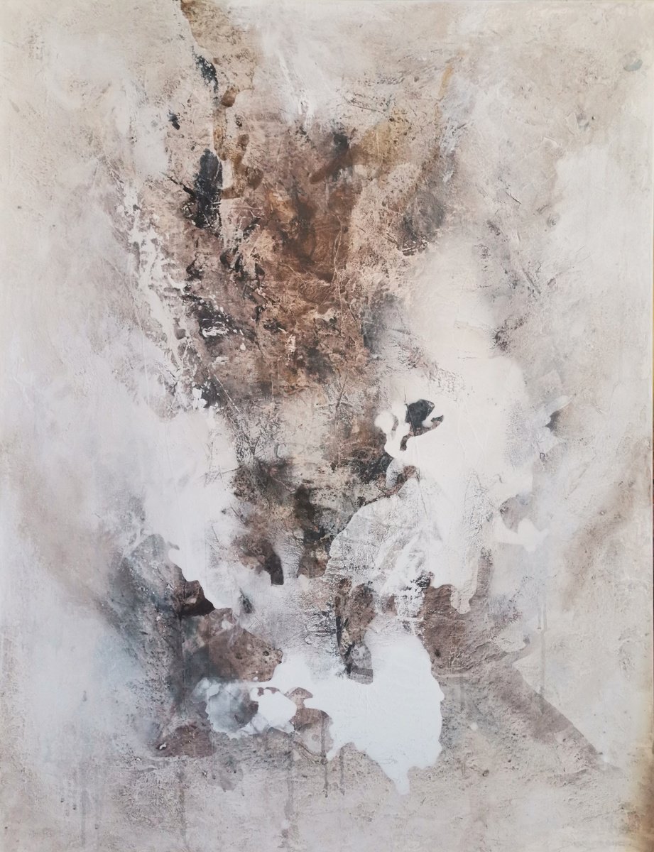 Organic Abstract Acrylic Painting By Doris Duschelbauer, 35 X 46, Between Light And Shadow, Original Artwork