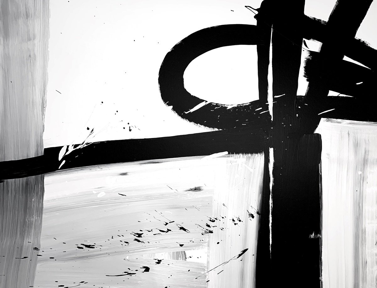 Abstract Acrylic Painting By Rosi Roys, 55 X 39", Black 77X, Original Artwork