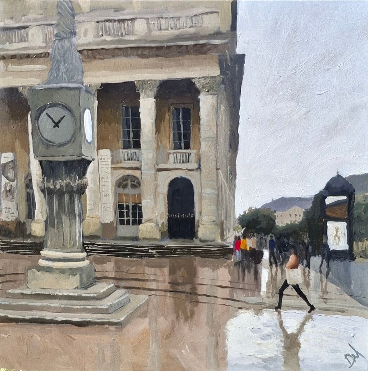 Impressionistic Cityscapes Acrylic Painting By Daniel Murgatroyd, 31 X 31, Grand Thei?tre, Bordeaux, Original Artwork