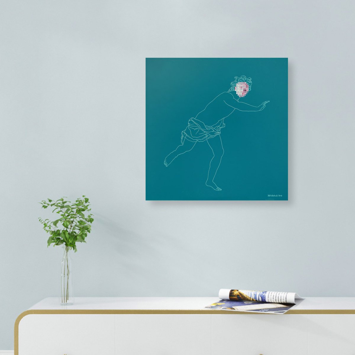 Portrait Oil Painting By Yuan Hua Jia, 22 X 22", Mask ( Original ), Original Artwork