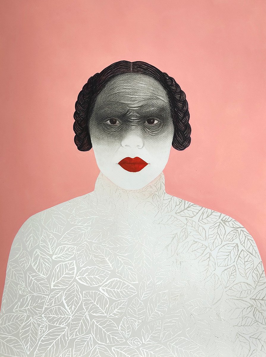 Urban And Pop Portrait Painting By Andromachi Giannopoulou, 19 X 24, Half Ape, Original Artwork