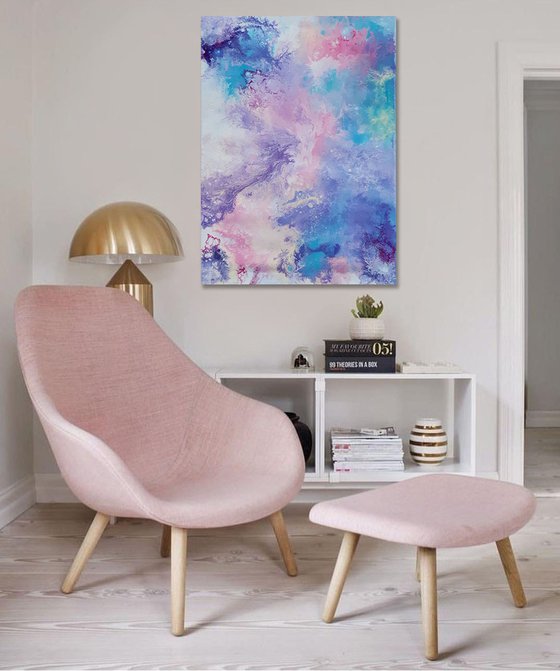 "Pink Corals" 90/65 original abstract painting, office art, home decor, gift idea, modern art, underwater, coral reef, relaxation, dream
