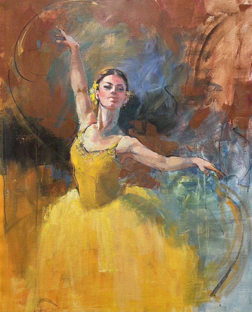 Impressionistic Portrait Acrylic Painting By Faiqa Uppal, 35 X 43, Poetry In Motion, Original Artwork