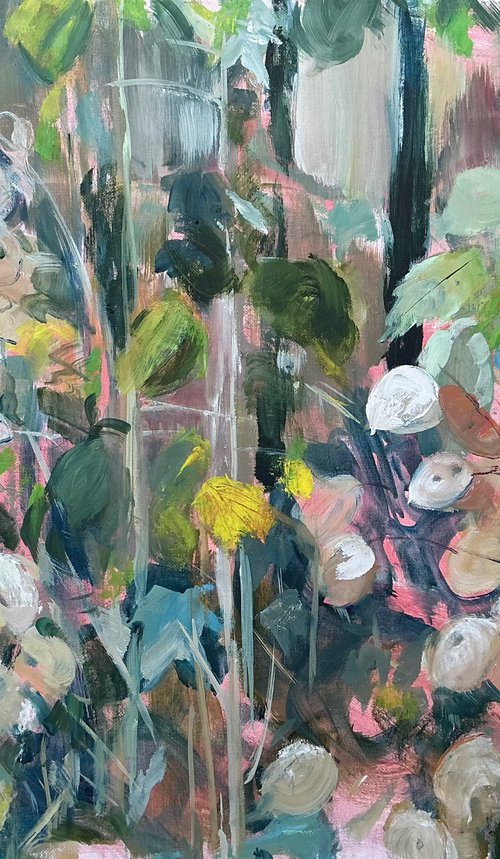Honesty and Raspberry Canes by Sandra Haney
