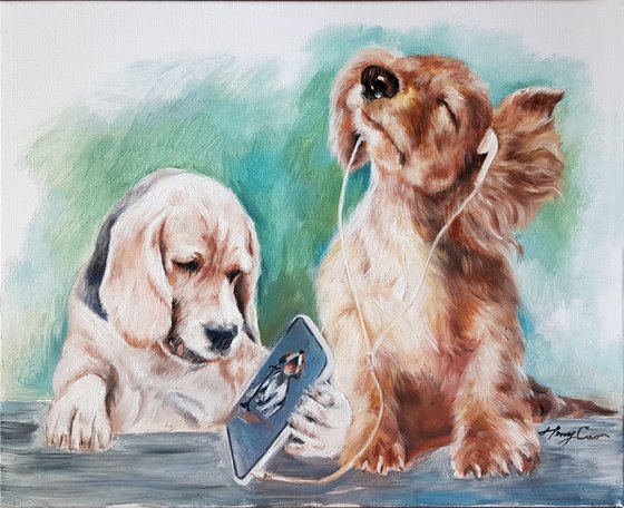 Dogs enjoying music