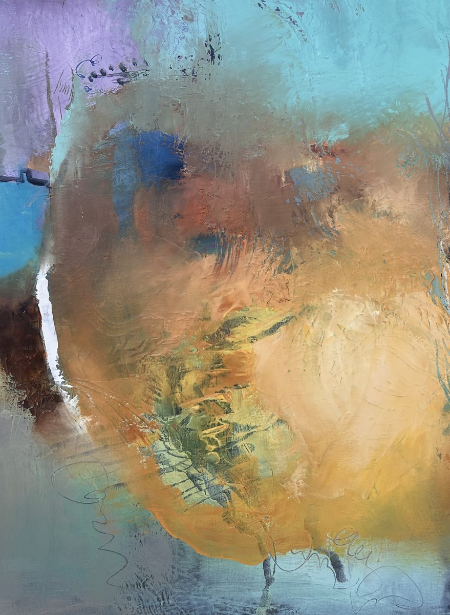 Expressive Landscape Oil Painting By Ludmila Budanov, 31 X 39", Where The Light Begins, Original Artwork