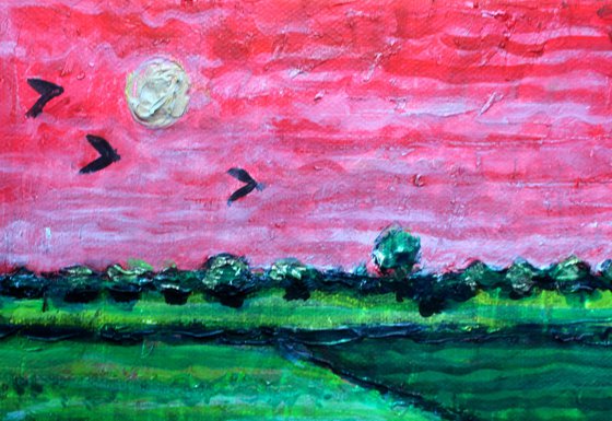 Strawberry Skies III (small 20 cm x 20 cm)