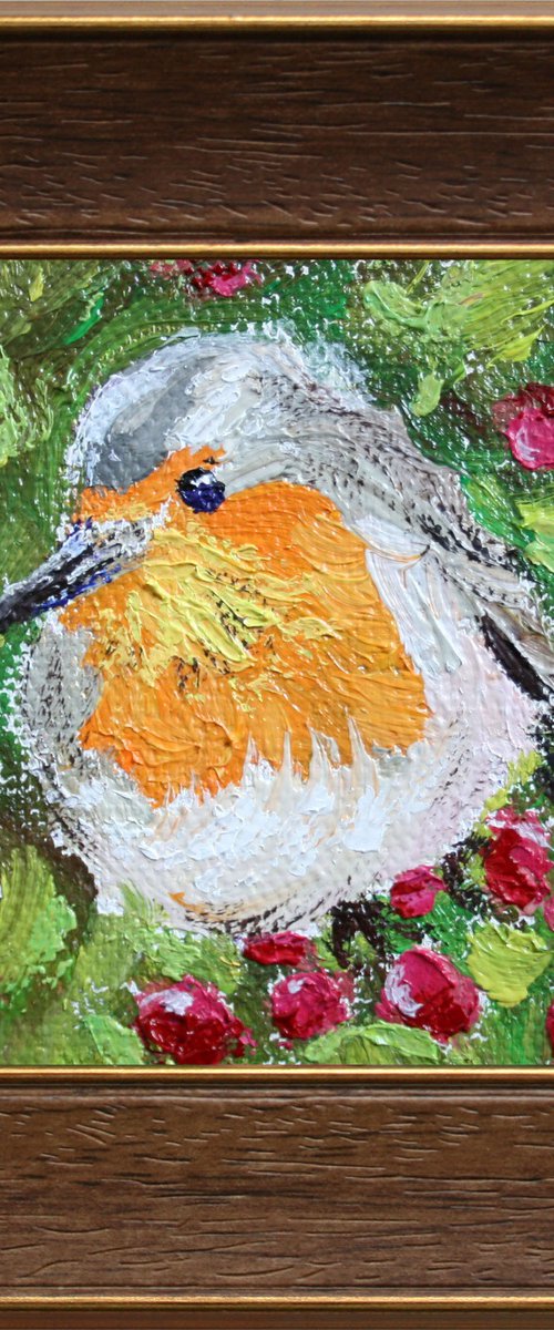 BIRD / framed  / FROM MY A SERIES OF MINI WORKS BIRDS / ORIGINAL PAINTING by Salana Art