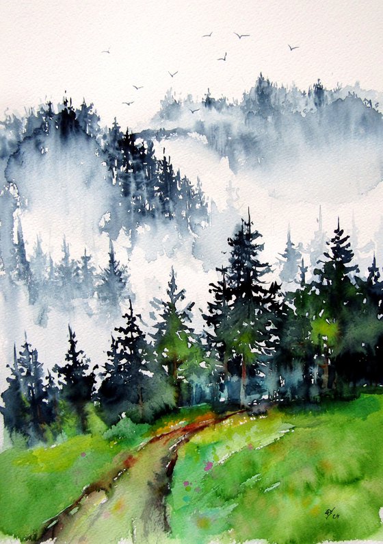 Forest with birds