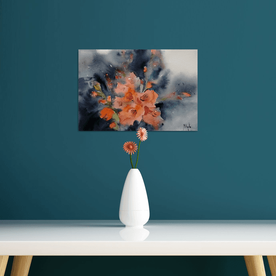 Gladiolus painting/ Red flowers art