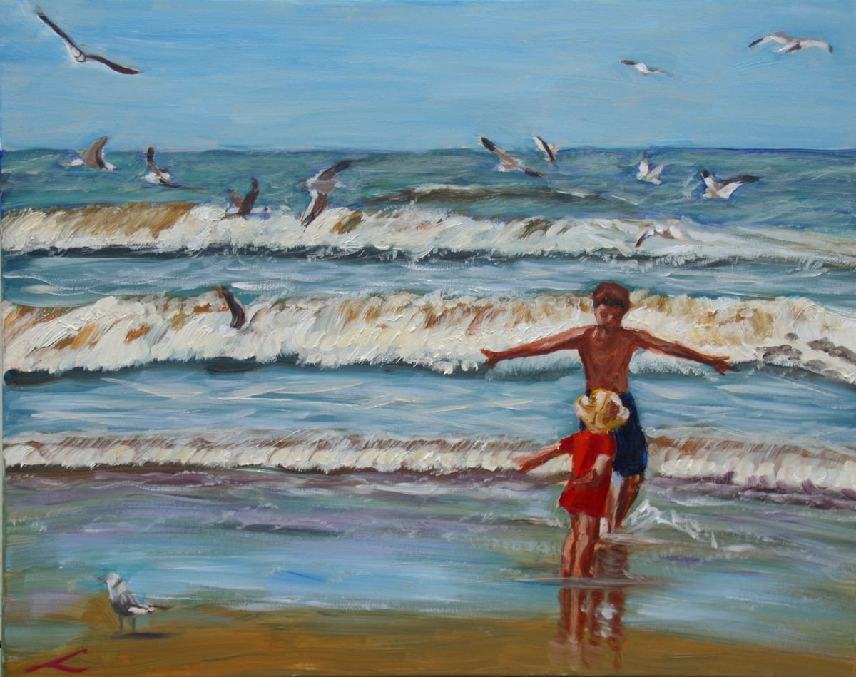 Flying with seagulls by Elena Sokolova