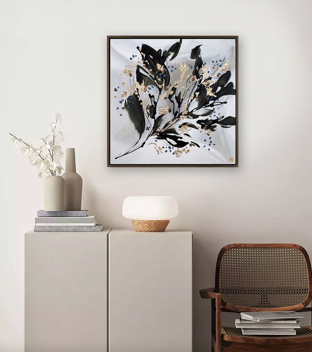 Abstract Acrylic Painting By Novi Lim, 25 X 25", Under The Mistletoe, Original Artwork