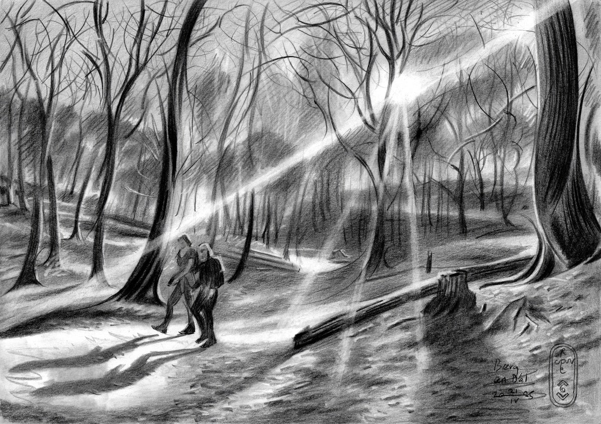 Impressionistic Landscape Pencil Drawing By Corne Akkers, 12 X 8, Berg En Dal - 21-04-25, Original Artwork