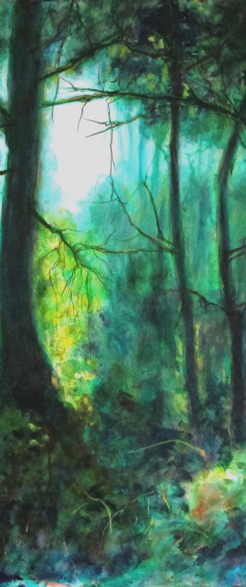 Forest - landscape - green - turquoise - teal - greenery - colors - woodland by Fabienne Monestier