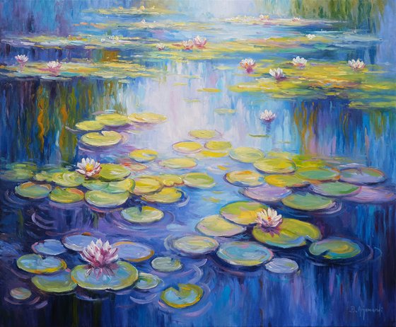 Dancing Water Lilies Oil painting by Behshad Arjomandi | Artfinder