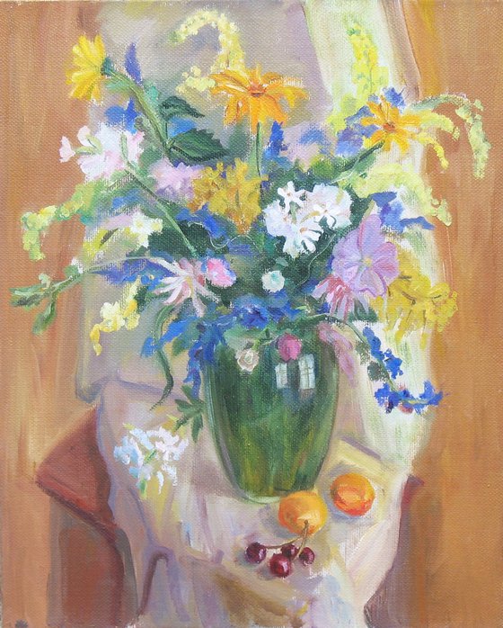 Still life with cherries