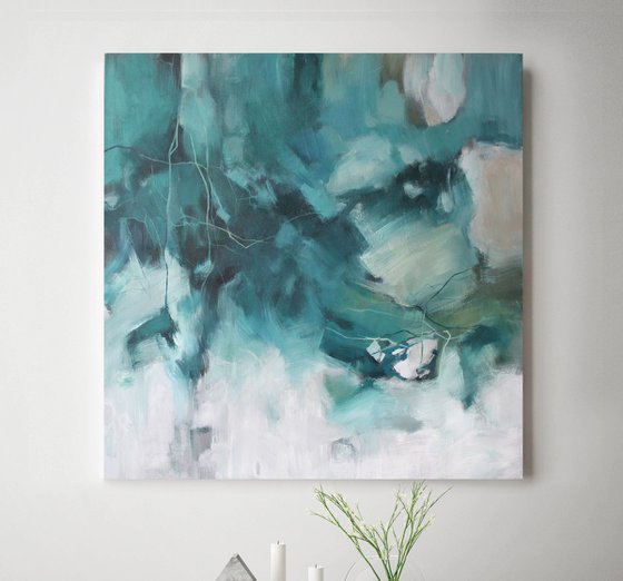 "Mint" Turquoise abstract acrylic art