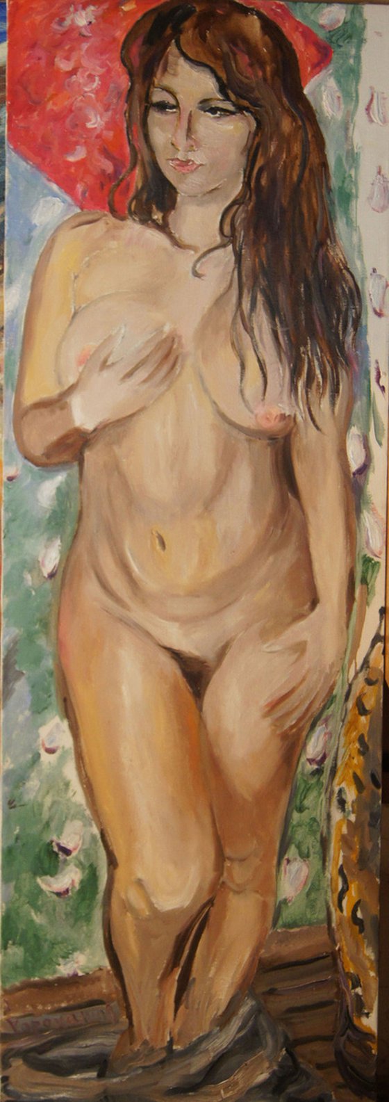 EVE - nude art, original painting, oil on canvas, large size 160x55