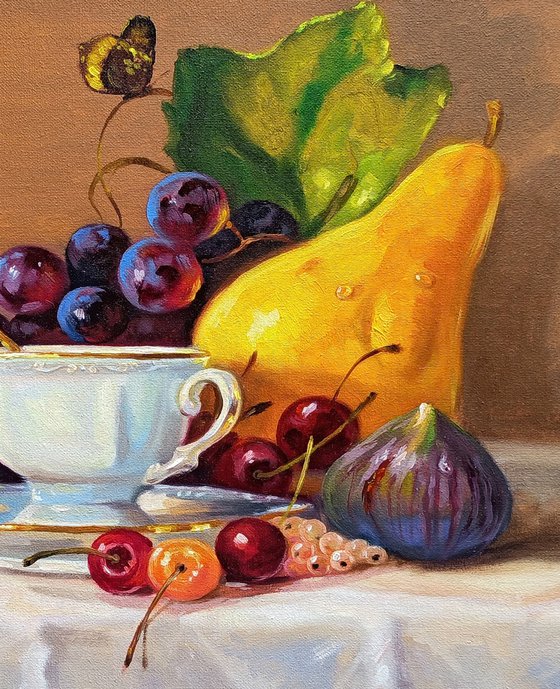 Still life - fruits (40x30cm, oil painting, ready to hang)