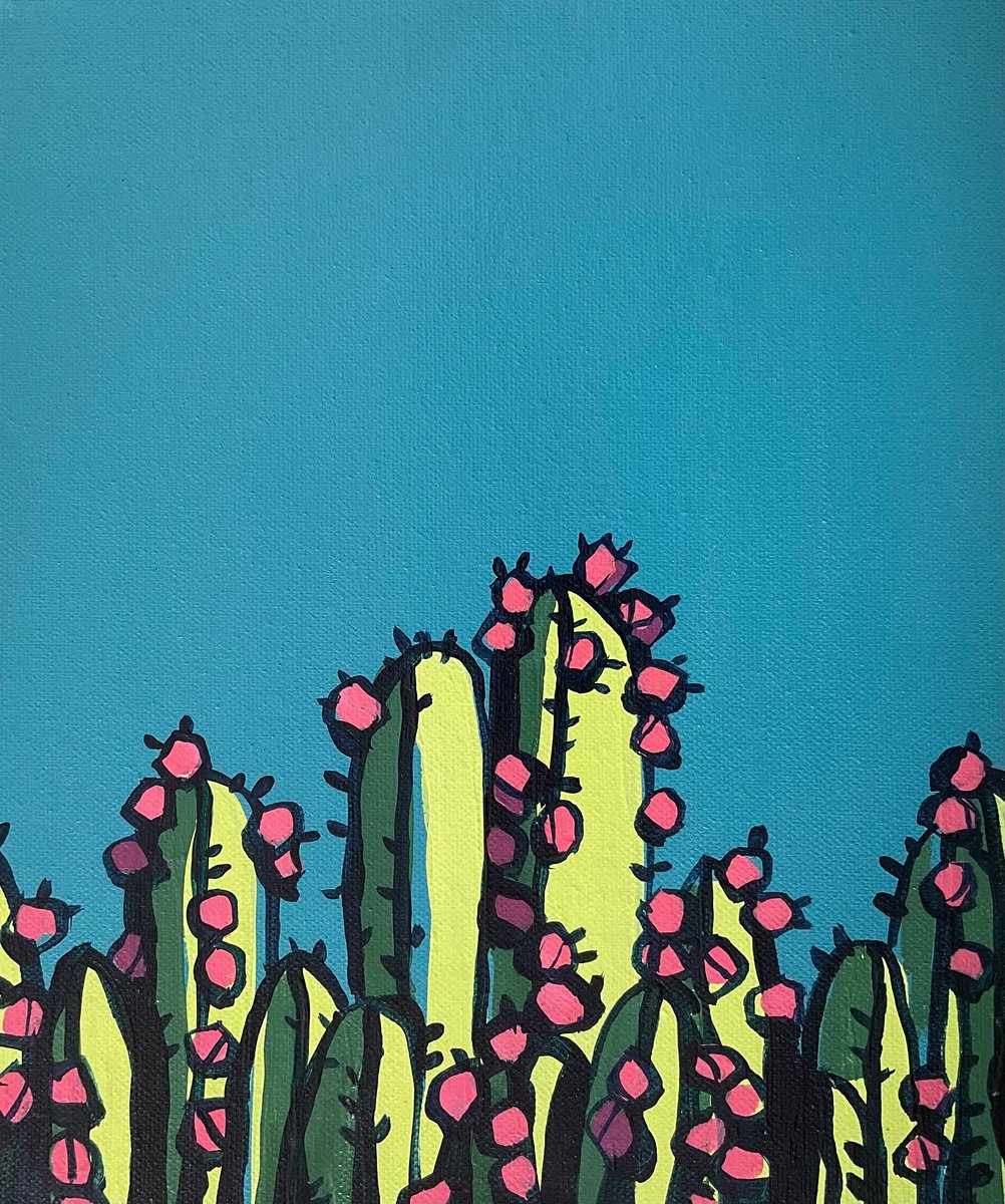 Cactus on blue by Volha Belevets