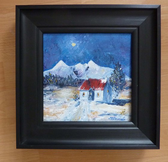 Winter at the Foot of the Mountains - An original  landscape - FREE FRAME