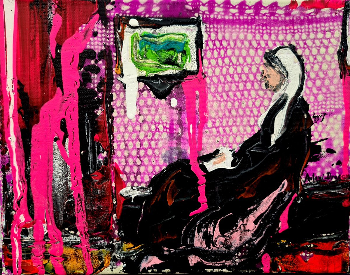 Impressionistic Portrait Acrylic Painting By Antoni Dragan, 12 X 9, Modern Whistler