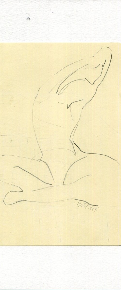 Life drawing sketch, woman stretching by Hannah Clark
