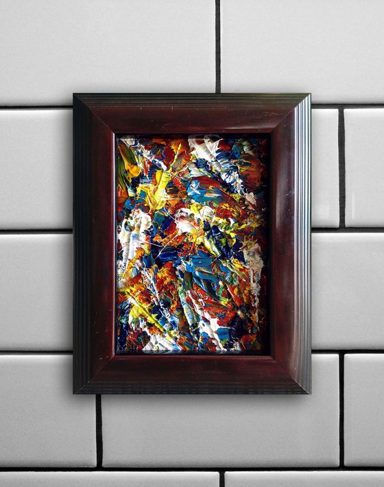 "Murder Palette" - Original PMS Micro Painting On Glass, Framed - 7.5 x 9.5 inches