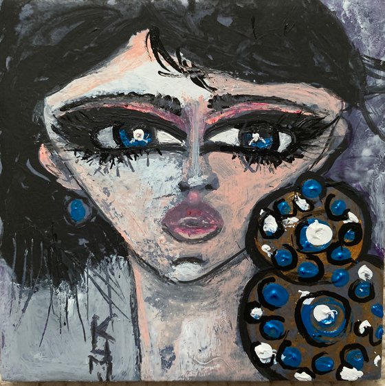 Big Eyes Portrait Collection Acrylic on Tile Small Gift Ideas