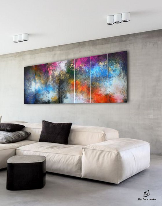 210x80cm. / Panoramic Painting  / 7 in 1 / Alex Senchenko © 2019 / Sounds of the City
