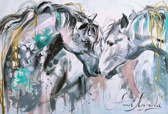 Horse painting wood, abstract painting