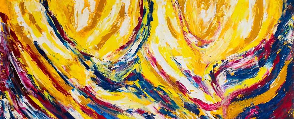 A Colorful Life , Large Abstract,XL Abstract, Multi Color Abstract 150 x 80 cm, 59 inches... by Deepa Kern