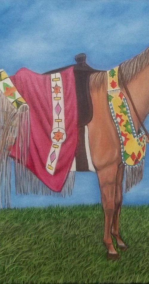 Native American Indian Girl and her Horse by Sofya Mikeworth