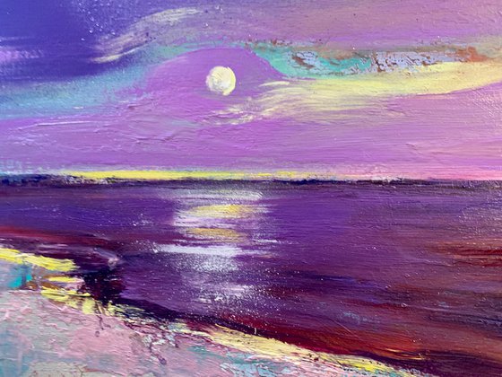 Bright landscape - "Summer evening" - Minimalistic seascape - 50x70cm - 2021