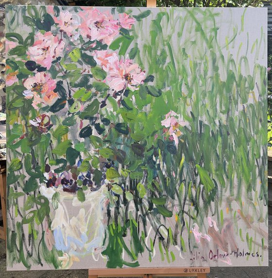 Roses in a summer garden