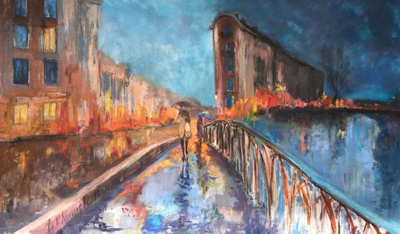 150x90cm Original cityscape painting Contemporary Art