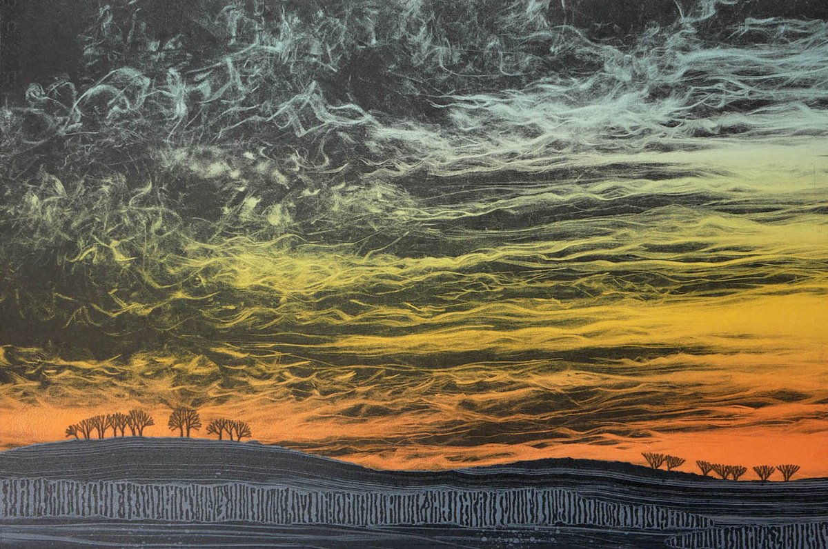 Expressive Landscape Limited Edition Print By Rebecca Vincent, 22 X 15", Under A Cloud, Original Artwork