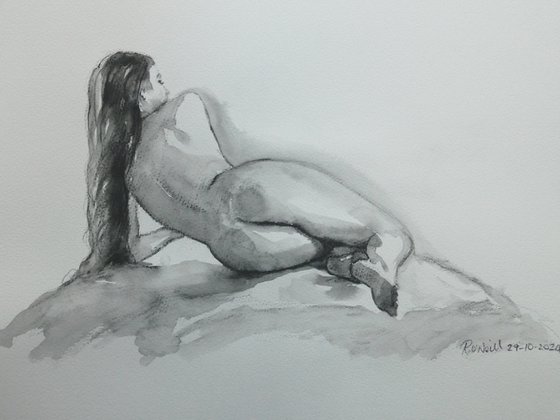 female nude back study