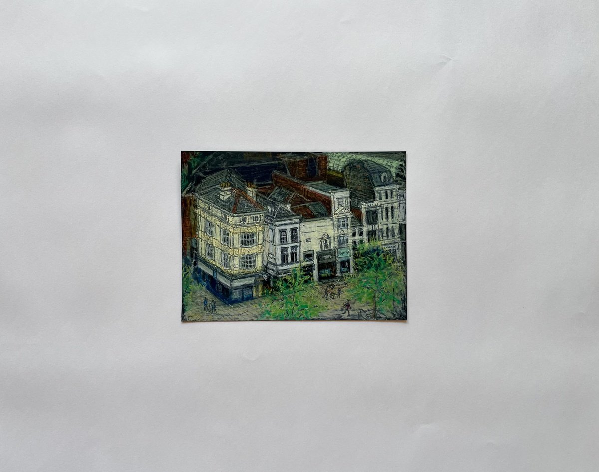 Expressive Cityscapes Pastel Drawing By David Lloyd, 8 X 6, Church Street, Original Artwork