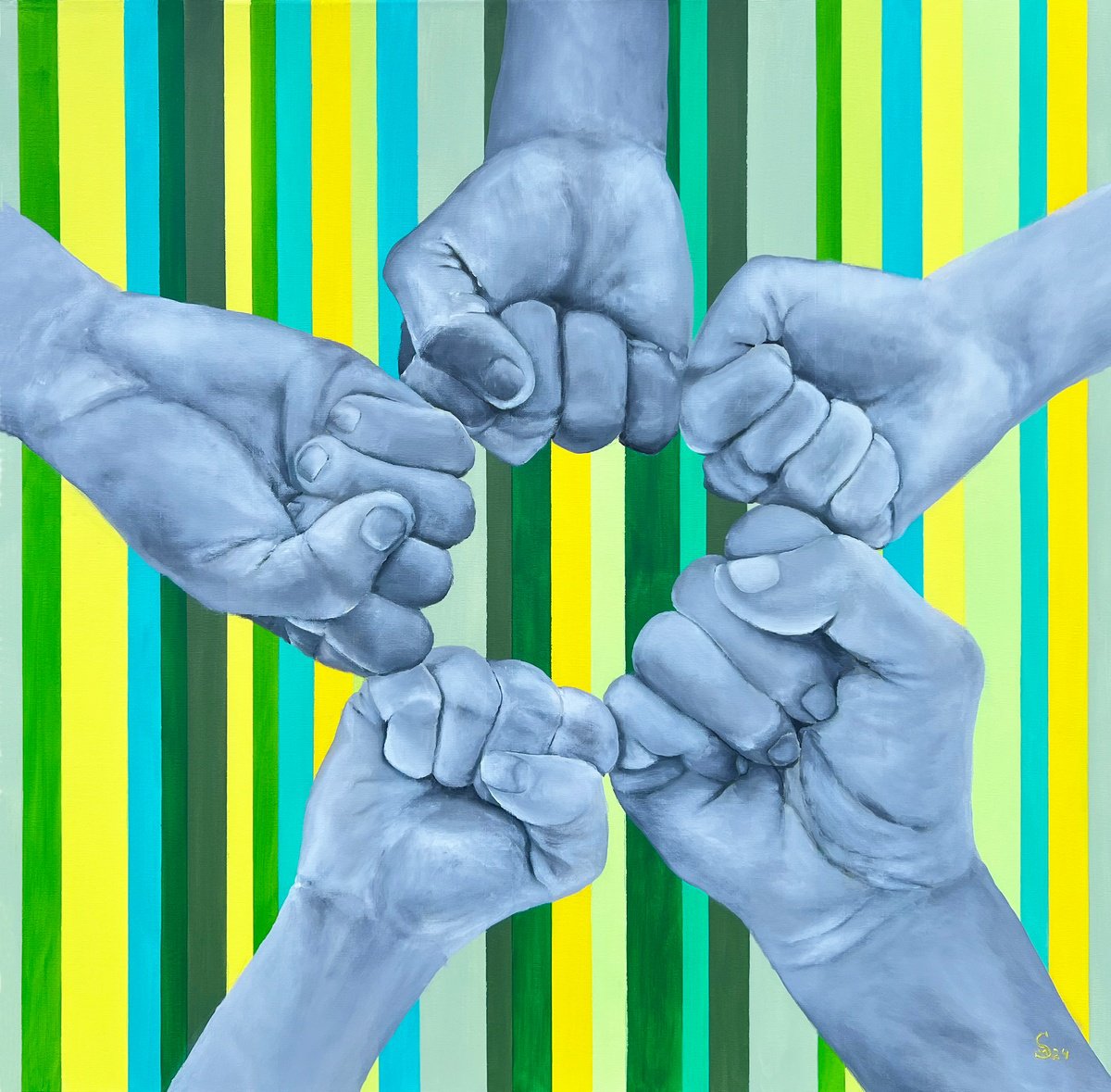 Portrait Acrylic Painting By Margarita Stepanova, 31 X 31", Family Tree, Original Artwork