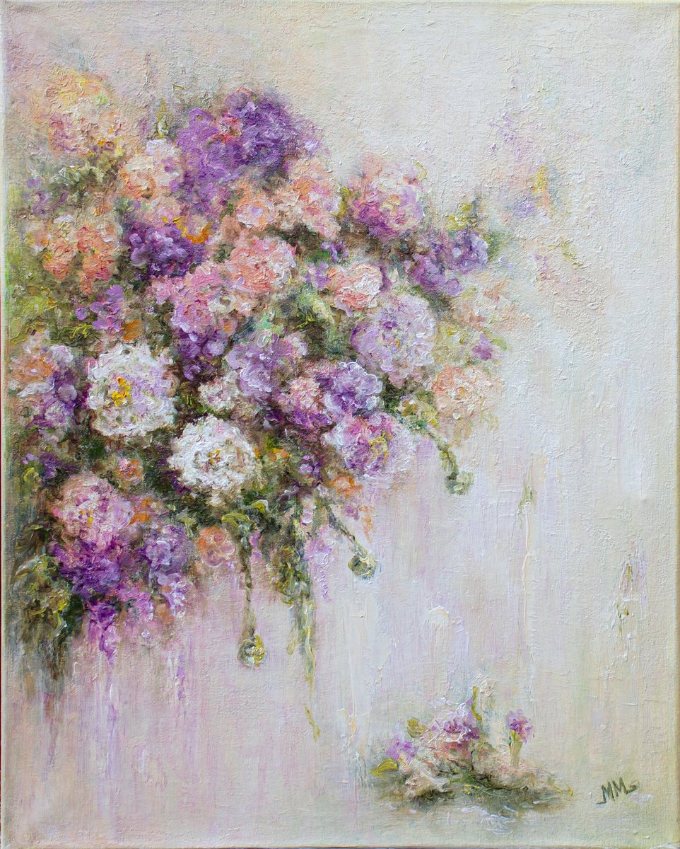 Expressive Botanical Oil Painting By Mila Moroko, 16 X 20", Tenderness, Original Artwork