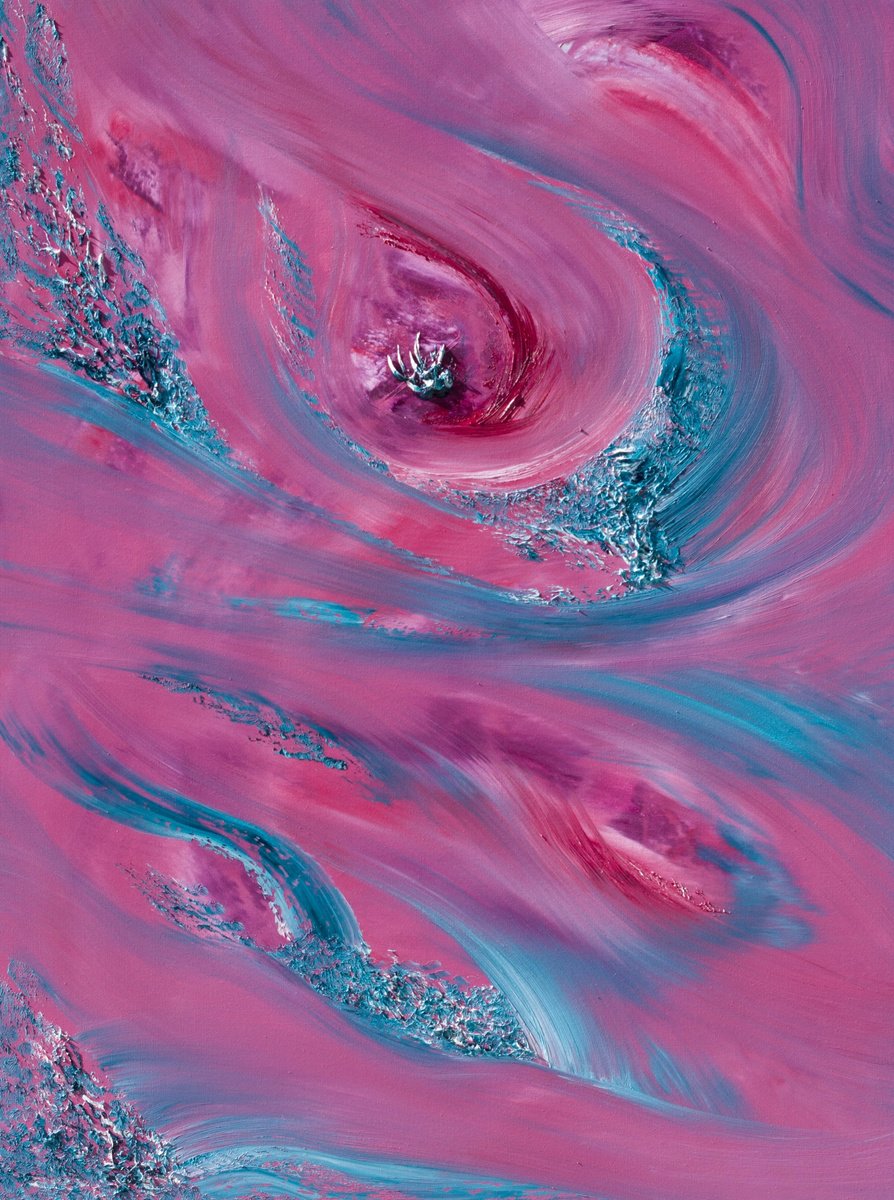 Abstract Botanical Oil Painting By Davide De Palma, 24 X 31, Iris, Original Artwork