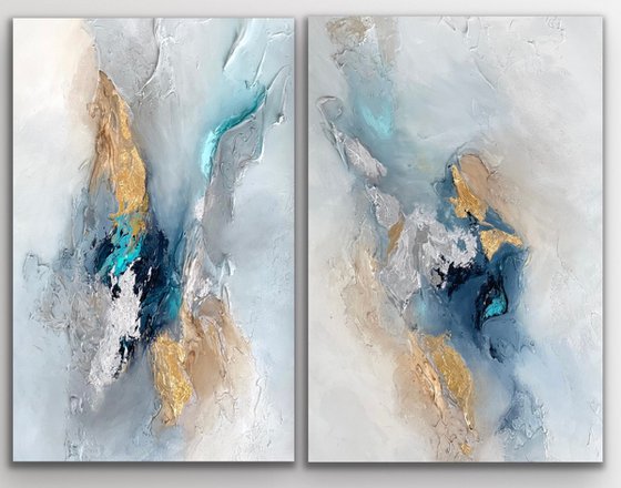 Behind the image X & XI diptych - Original painting