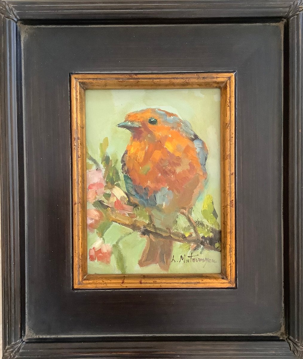 Impressionistic Animal Oil Painting By Lia Matevosyan Haselton, 12 X 14", Bird, Original Artwork