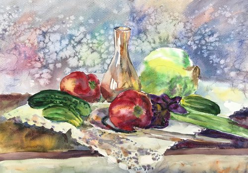 Still life with cabbage by Kateryna Krivchach